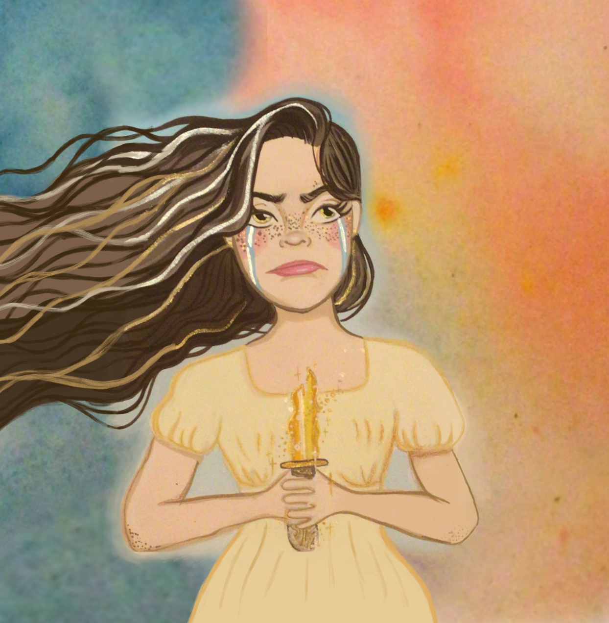 My version of the little mermaid, with brush background. Enhanced in Procreate.